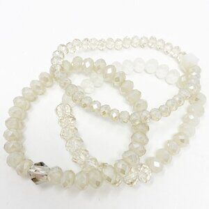 Cream + Champagne Boho Beaded Bracelets Set of 3